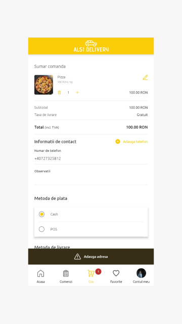 Alsi Delivery - Aplicatie Mobile tip Agregator pentru Restaurante